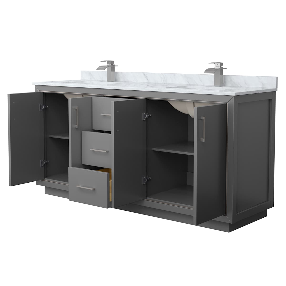 Icon 72" Free Standing Double Basin Vanity Set with Cabinet and Marble Vanity Top