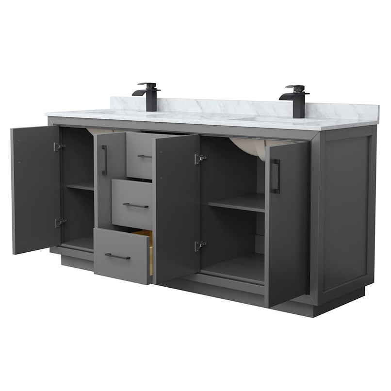 Icon 72" Free Standing Double Basin Vanity Set with Cabinet and Marble Vanity Top - image 11