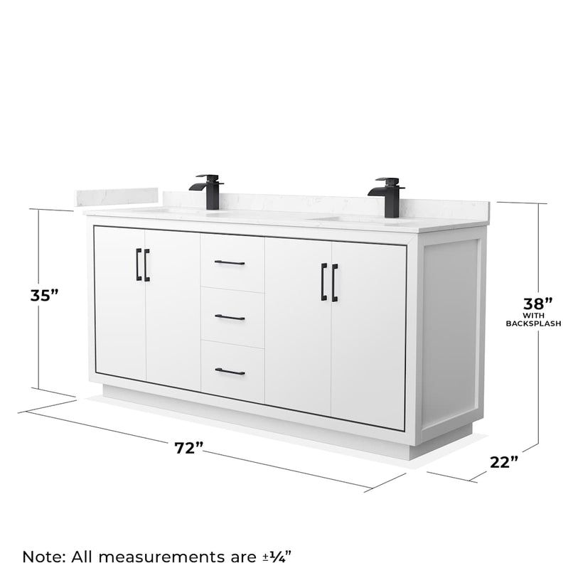 Icon 72" Free Standing Double Basin Vanity Set with Cabinet, Cultured Marble Vanity Top, and Framed Mirror - image 8