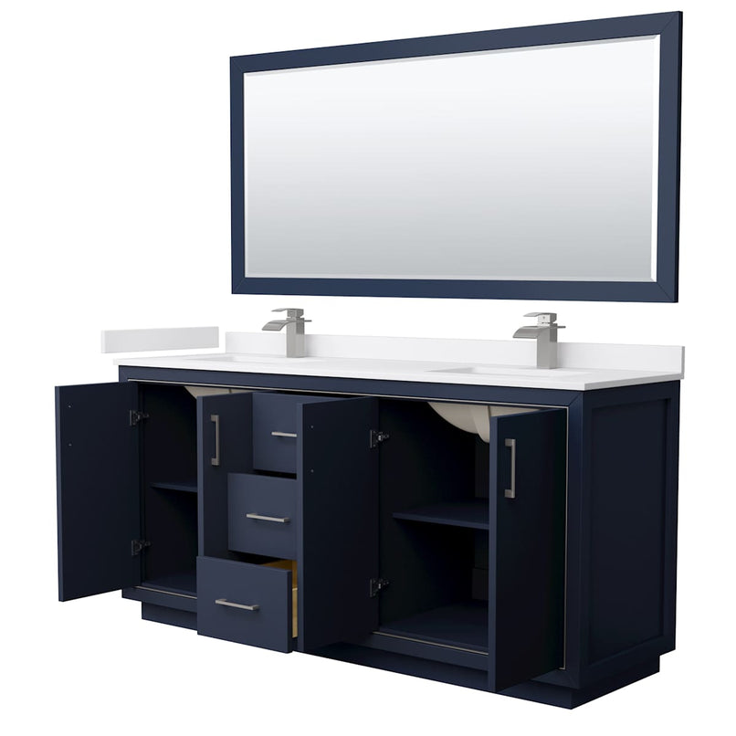 Icon 72" Free Standing Double Basin Vanity Set with Cabinet, Cultured Marble Vanity Top, and Framed Mirror - image 18