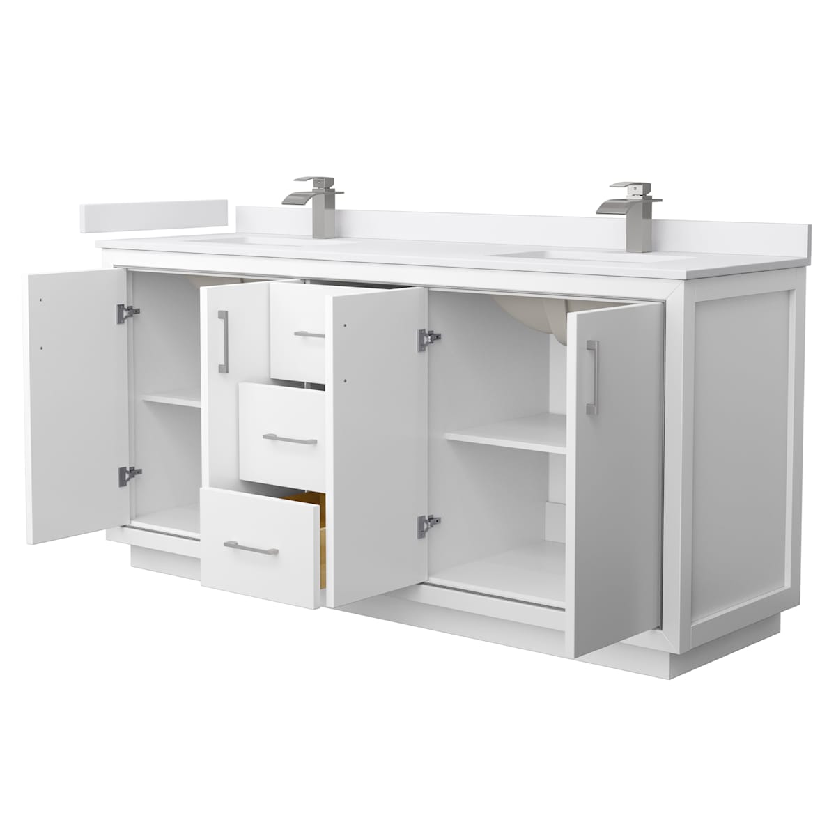 Icon 72" Free Standing Double Basin Vanity Set with Cabinet and Cultured Marble Vanity Top