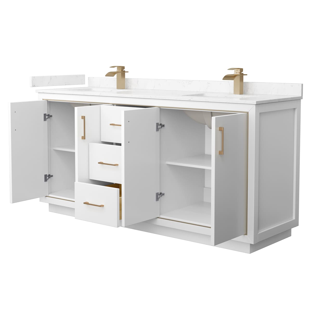Icon 72" Free Standing Double Basin Vanity Set with Cabinet and Cultured Marble Vanity Top