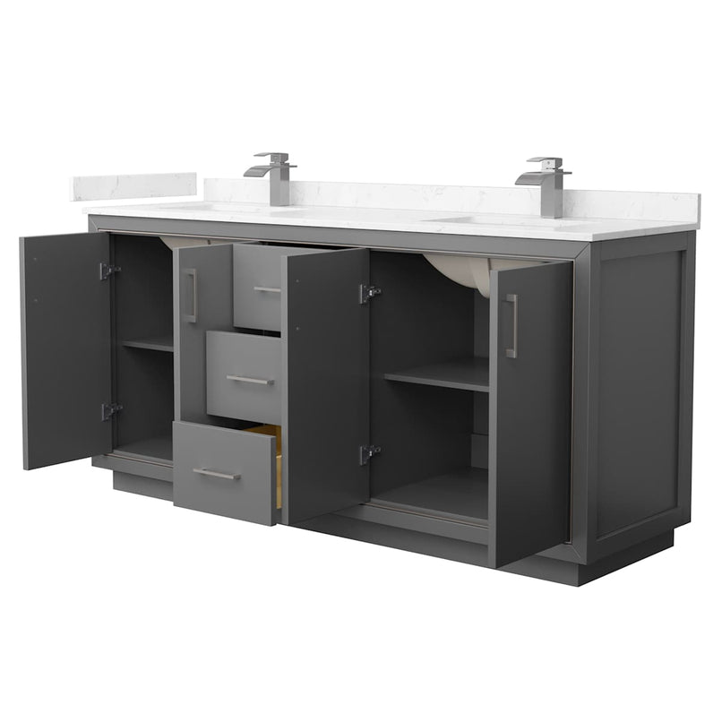 Icon 72" Free Standing Double Basin Vanity Set with Cabinet and Cultured Marble Vanity Top - image 14