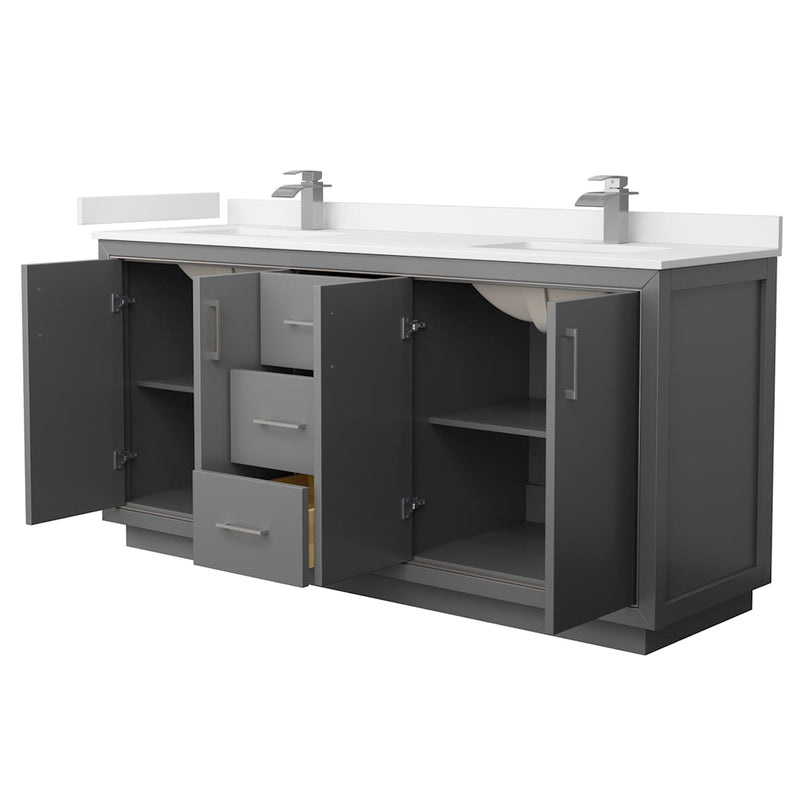 Icon 72" Free Standing Double Basin Vanity Set with Cabinet and Cultured Marble Vanity Top - image 15