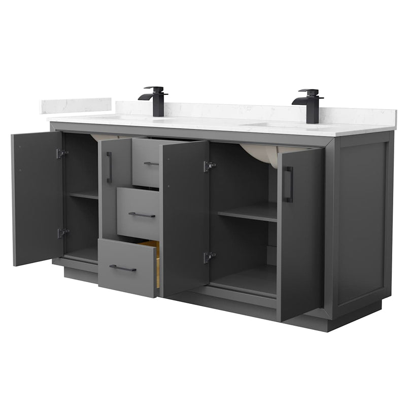 Icon 72" Free Standing Double Basin Vanity Set with Cabinet and Cultured Marble Vanity Top - image 16