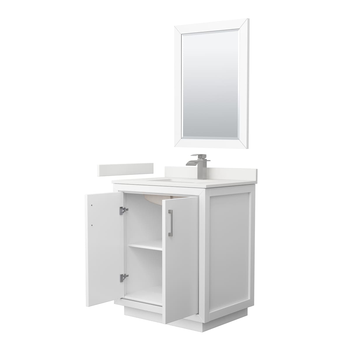Icon 30" Free Standing Single Basin Vanity Set with Cabinet, Quartz Vanity Top, and Framed Mirror