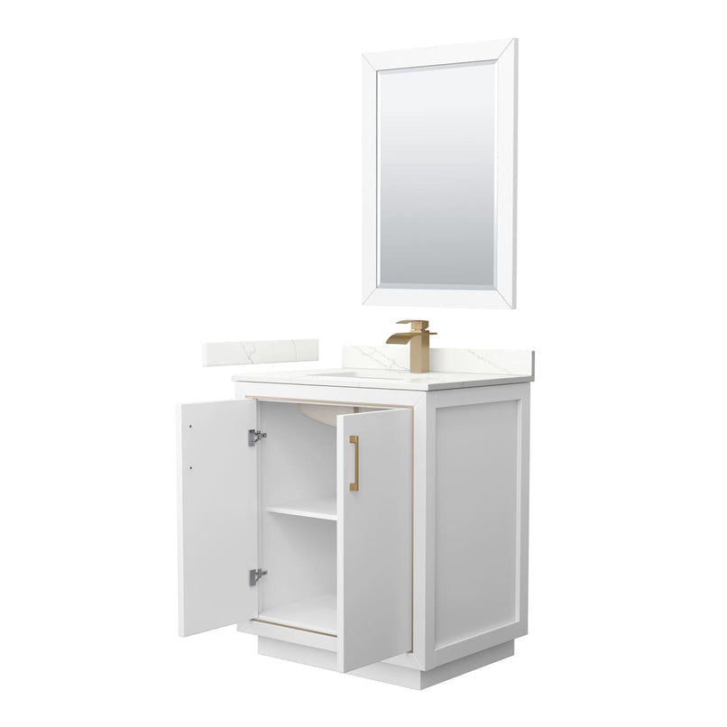 Icon 30" Free Standing Single Basin Vanity Set with Cabinet, Quartz Vanity Top, and Framed Mirror - image 15