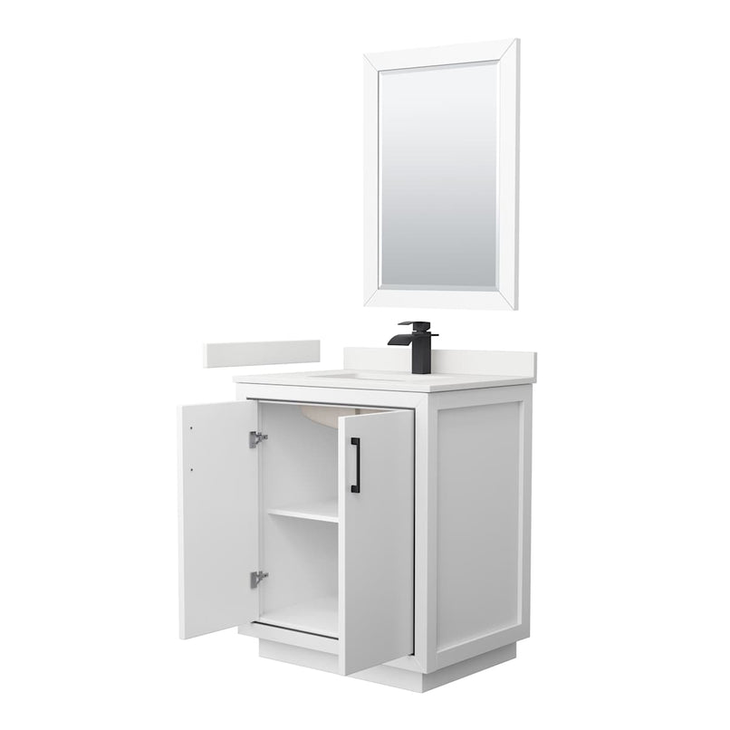 Icon 30" Free Standing Single Basin Vanity Set with Cabinet, Quartz Vanity Top, and Framed Mirror - image 16