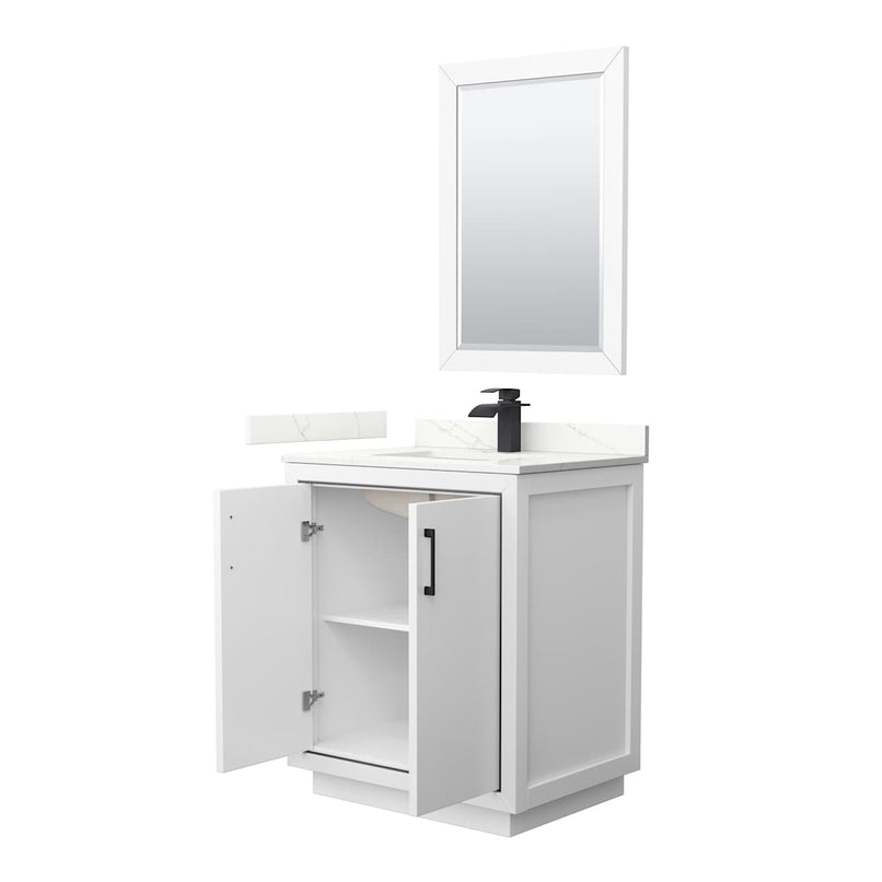 Icon 30" Free Standing Single Basin Vanity Set with Cabinet, Quartz Vanity Top, and Framed Mirror - image 17