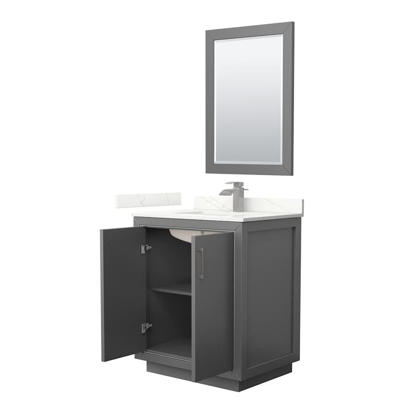 Icon 30" Free Standing Single Basin Vanity Set with Cabinet, Quartz Vanity Top, and Framed Mirror - image 21
