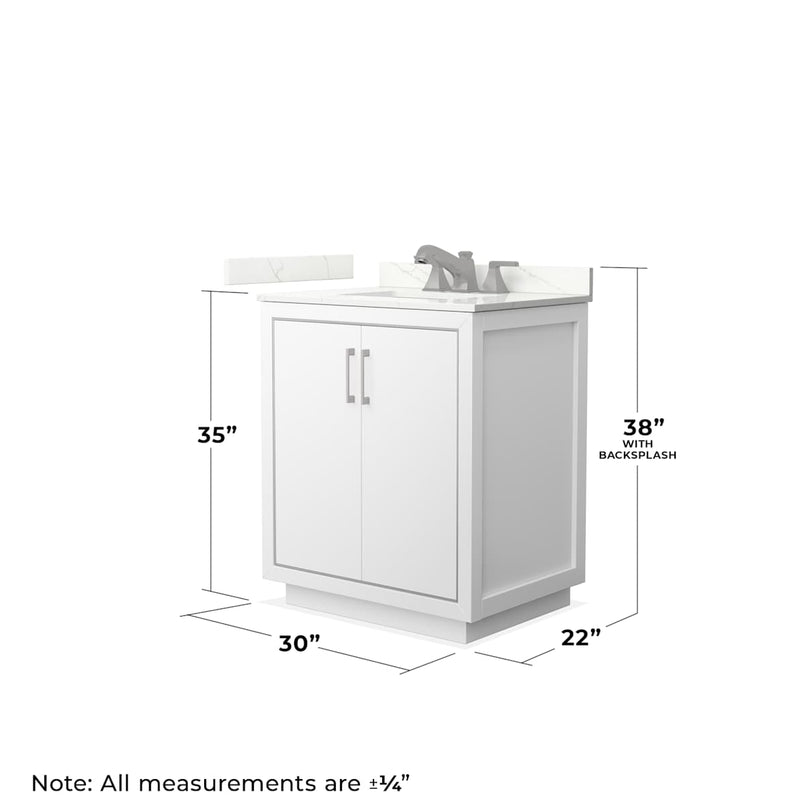 Icon 30" Free Standing Single Basin Vanity Set with Cabinet, Quartz Vanity Top, and Framed Mirror - image 7
