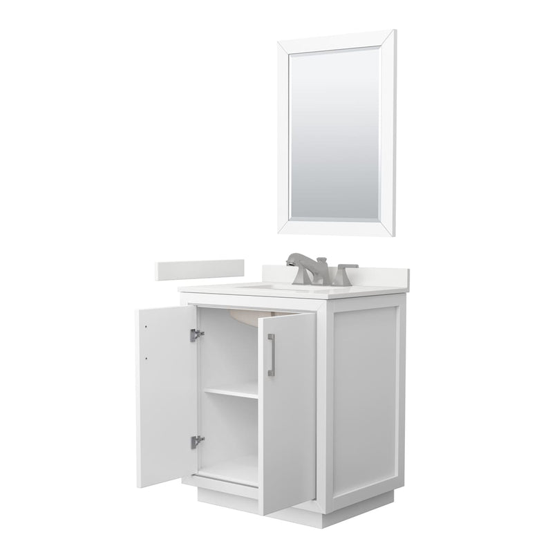 Icon 30" Free Standing Single Basin Vanity Set with Cabinet, Quartz Vanity Top, and Framed Mirror - image 9