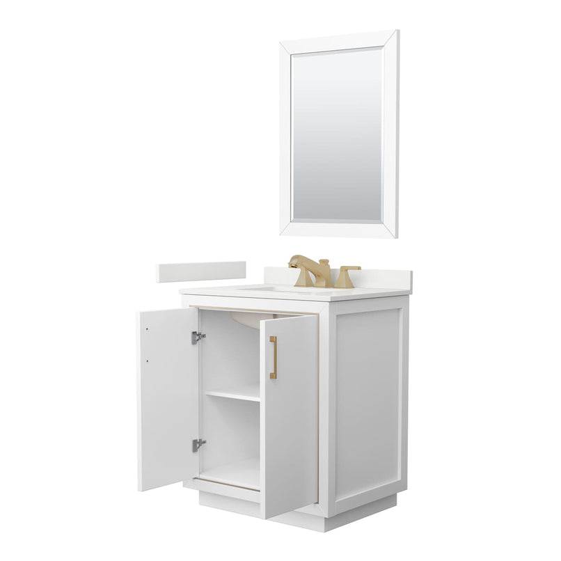 Icon 30" Free Standing Single Basin Vanity Set with Cabinet, Quartz Vanity Top, and Framed Mirror - image 14