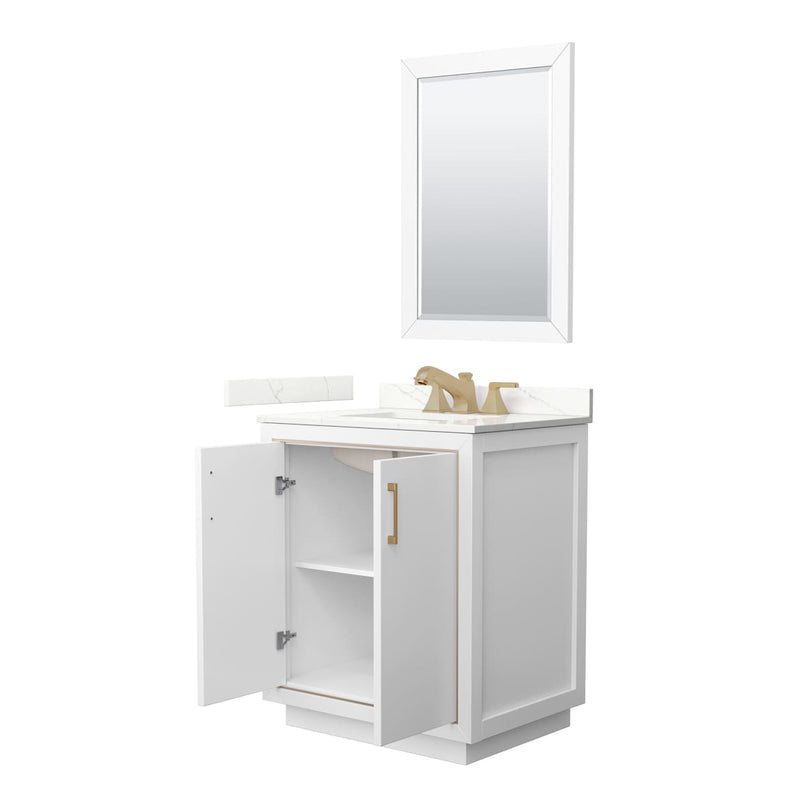 Icon 30" Free Standing Single Basin Vanity Set with Cabinet, Quartz Vanity Top, and Framed Mirror - image 15