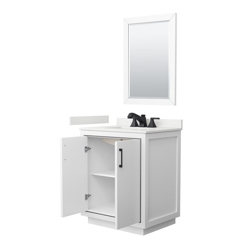 Icon 30" Free Standing Single Basin Vanity Set with Cabinet, Quartz Vanity Top, and Framed Mirror - image 16