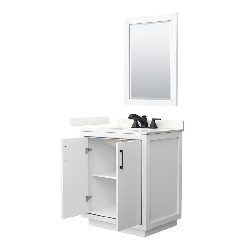 Icon 30" Free Standing Single Basin Vanity Set with Cabinet, Quartz Vanity Top, and Framed Mirror - image 17