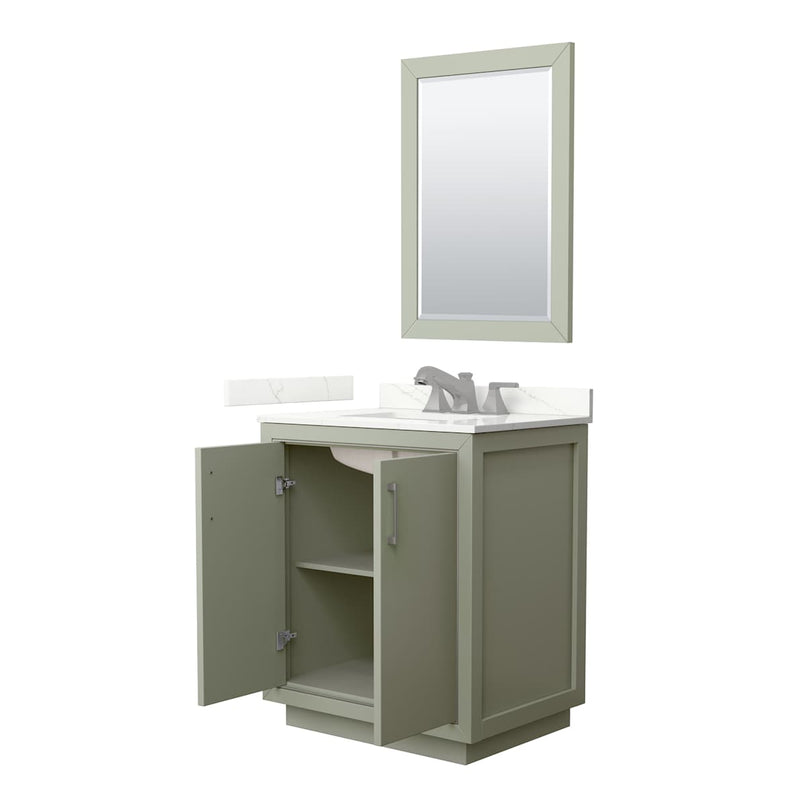 Icon 30" Free Standing Single Basin Vanity Set with Cabinet, Quartz Vanity Top, and Framed Mirror - image 19
