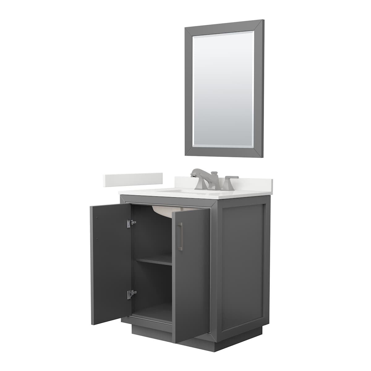 Icon 30" Free Standing Single Basin Vanity Set with Cabinet, Quartz Vanity Top, and Framed Mirror - image 20