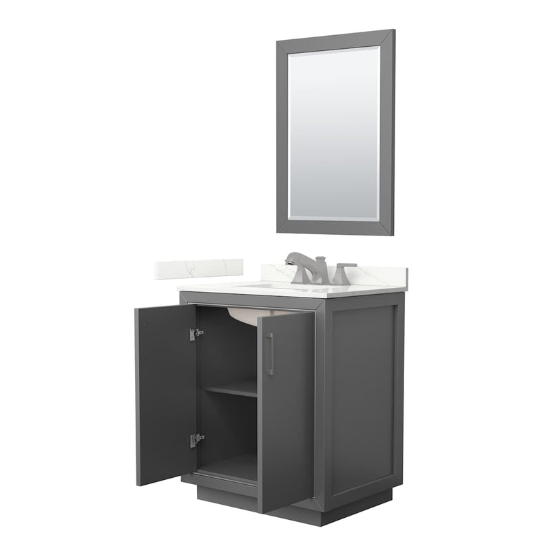 Icon 30" Free Standing Single Basin Vanity Set with Cabinet, Quartz Vanity Top, and Framed Mirror - image 21
