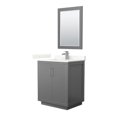 Icon 30" Free Standing Single Basin Vanity Set with Cabinet, Quartz Vanity Top, and Framed Mirror - image 1