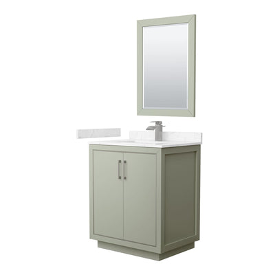 Icon 30" Free Standing Single Basin Vanity Set with Cabinet, Cultured Marble Vanity Top, and Framed Mirror - image 1