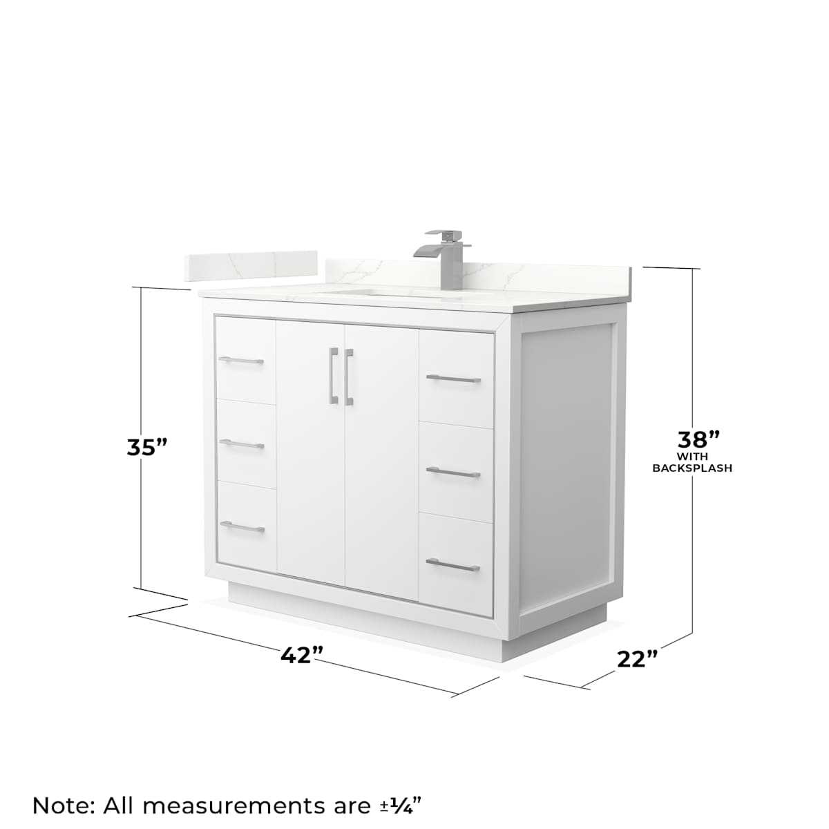 Icon 42" Free Standing Single Basin Vanity Set with Cabinet, Quartz Vanity Top, and Framed Mirror - image 7