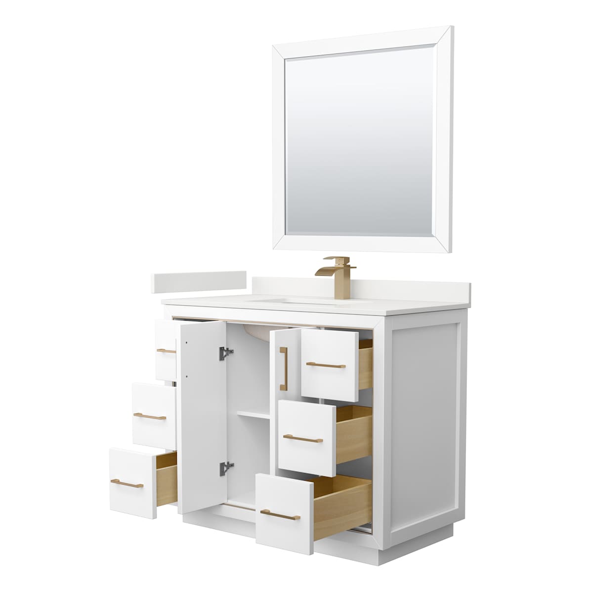 Icon 42" Free Standing Single Basin Vanity Set with Cabinet, Quartz Vanity Top, and Framed Mirror - image 14
