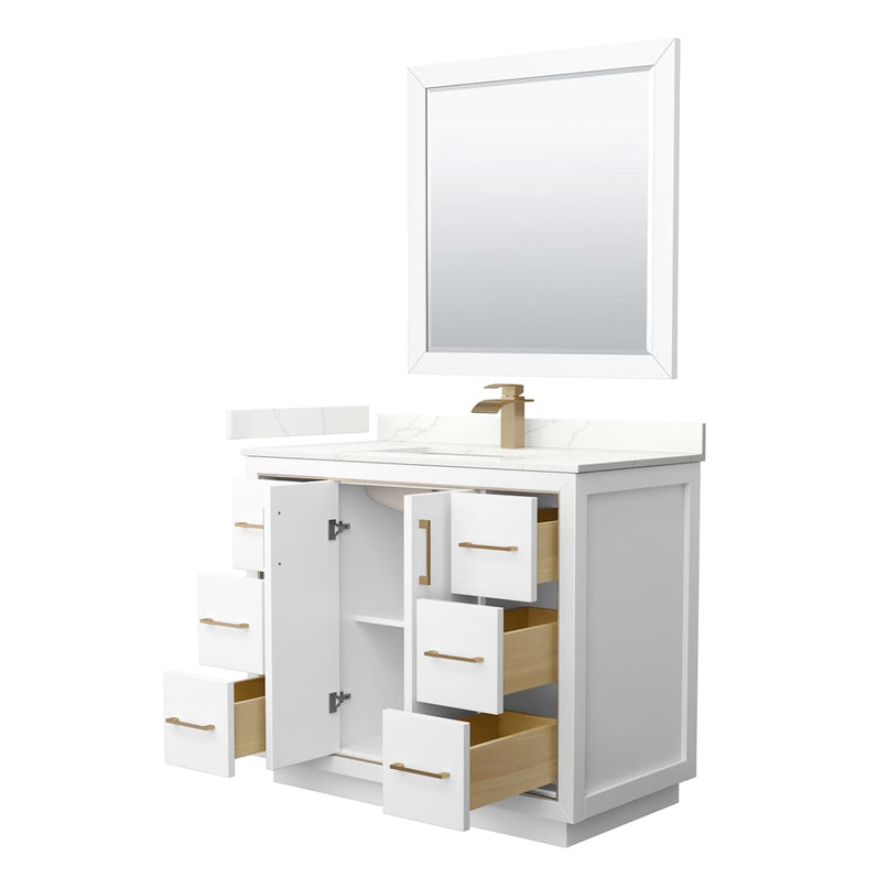 Icon 42" Free Standing Single Basin Vanity Set with Cabinet, Quartz Vanity Top, and Framed Mirror - image 15