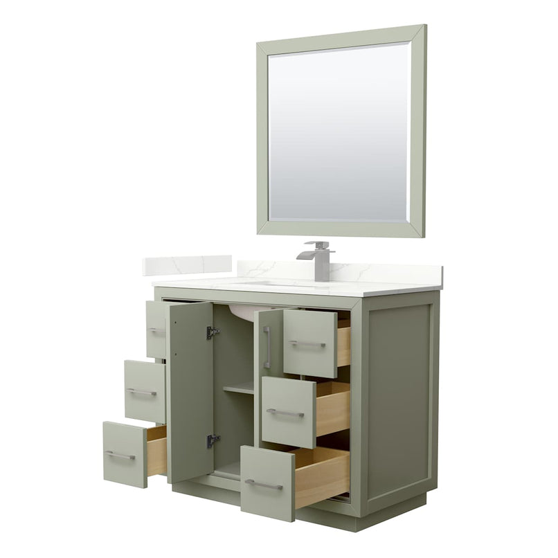 Icon 42" Free Standing Single Basin Vanity Set with Cabinet, Quartz Vanity Top, and Framed Mirror - image 19