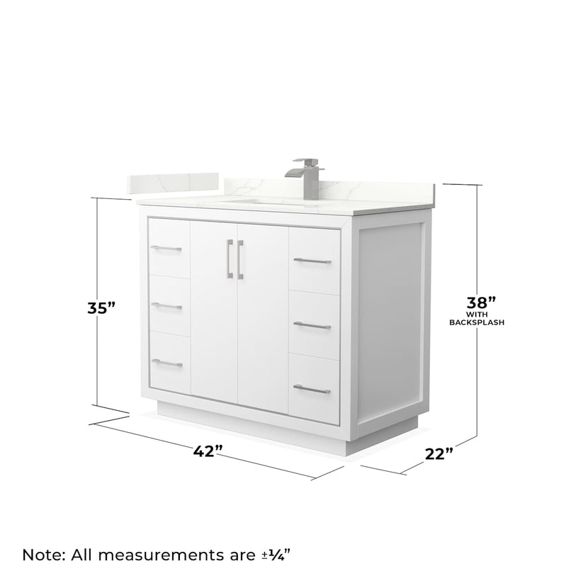 Icon 42" Free Standing Single Basin Vanity Set with Cabinet and Quartz Vanity Top - image 6