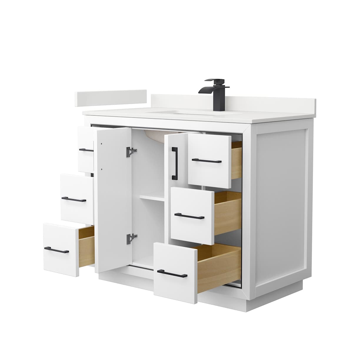 Icon 42" Free Standing Single Basin Vanity Set with Cabinet and Quartz Vanity Top