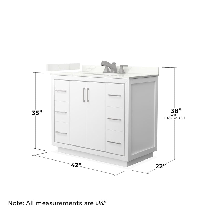 Icon 42" Free Standing Single Basin Vanity Set with Cabinet, Quartz Vanity Top, and Framed Mirror - image 8