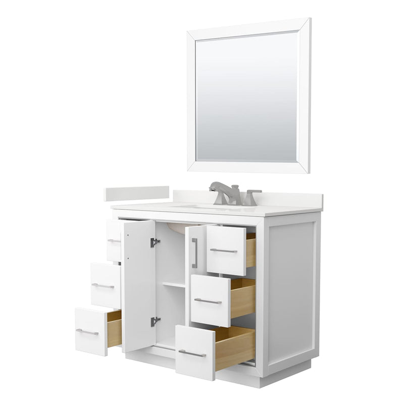 Icon 42" Free Standing Single Basin Vanity Set with Cabinet, Quartz Vanity Top, and Framed Mirror - image 13