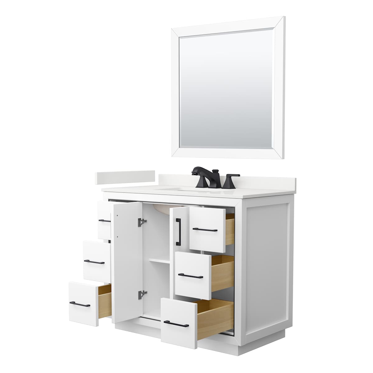 Icon 42" Free Standing Single Basin Vanity Set with Cabinet, Quartz Vanity Top, and Framed Mirror - image 15