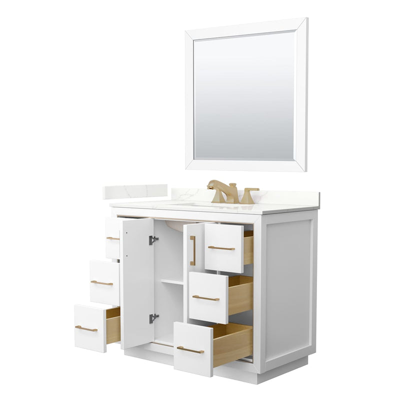 Icon 42" Free Standing Single Basin Vanity Set with Cabinet, Quartz Vanity Top, and Framed Mirror - image 16