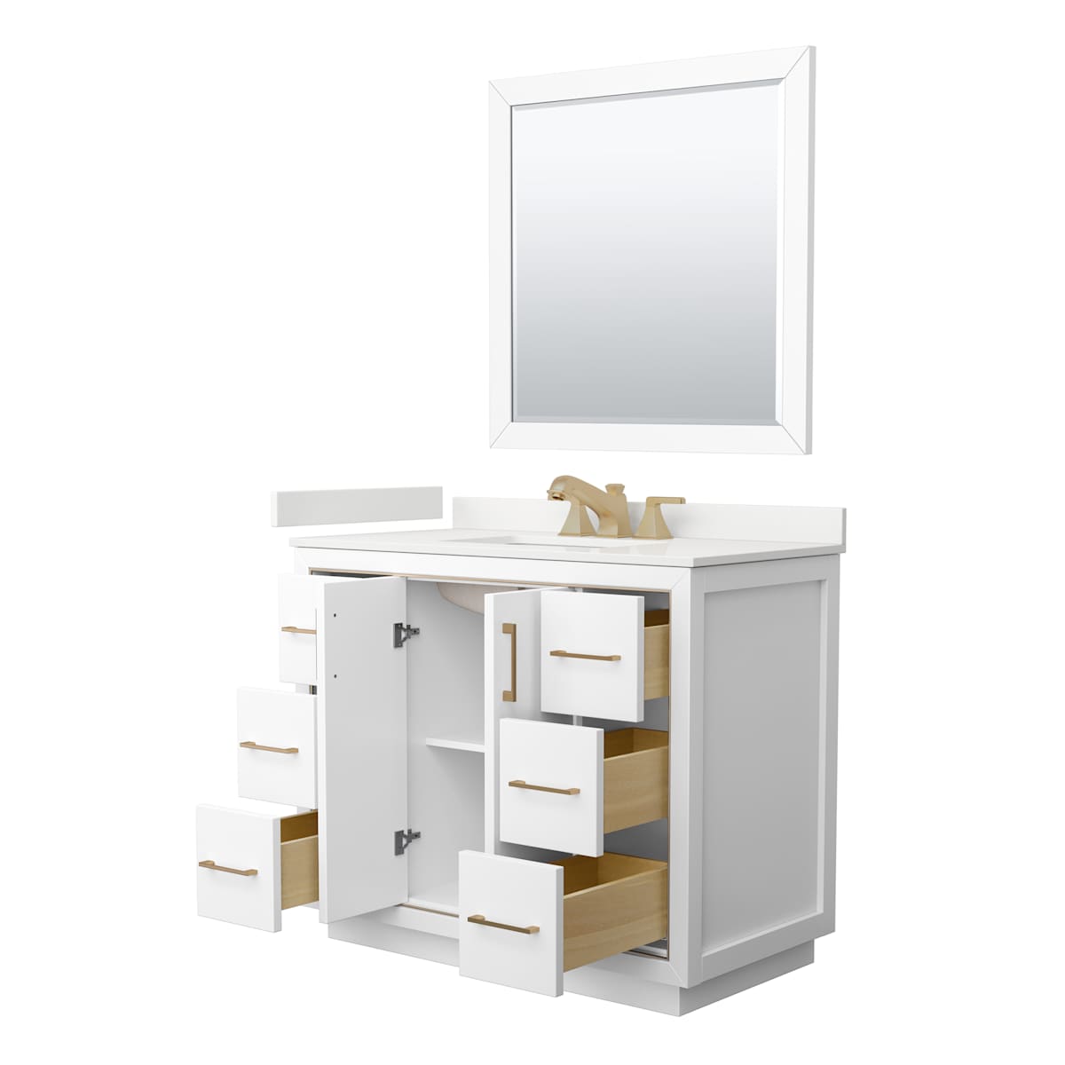 Icon 42" Free Standing Single Basin Vanity Set with Cabinet, Quartz Vanity Top, and Framed Mirror - image 17