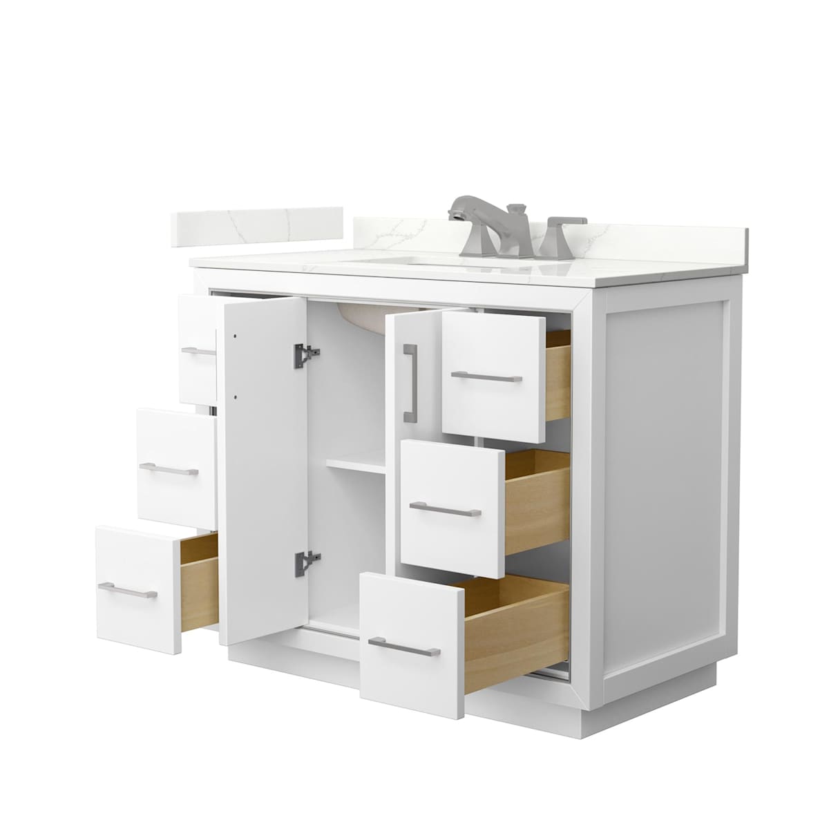 Icon 42" Free Standing Single Basin Vanity Set with Cabinet and Quartz Vanity Top