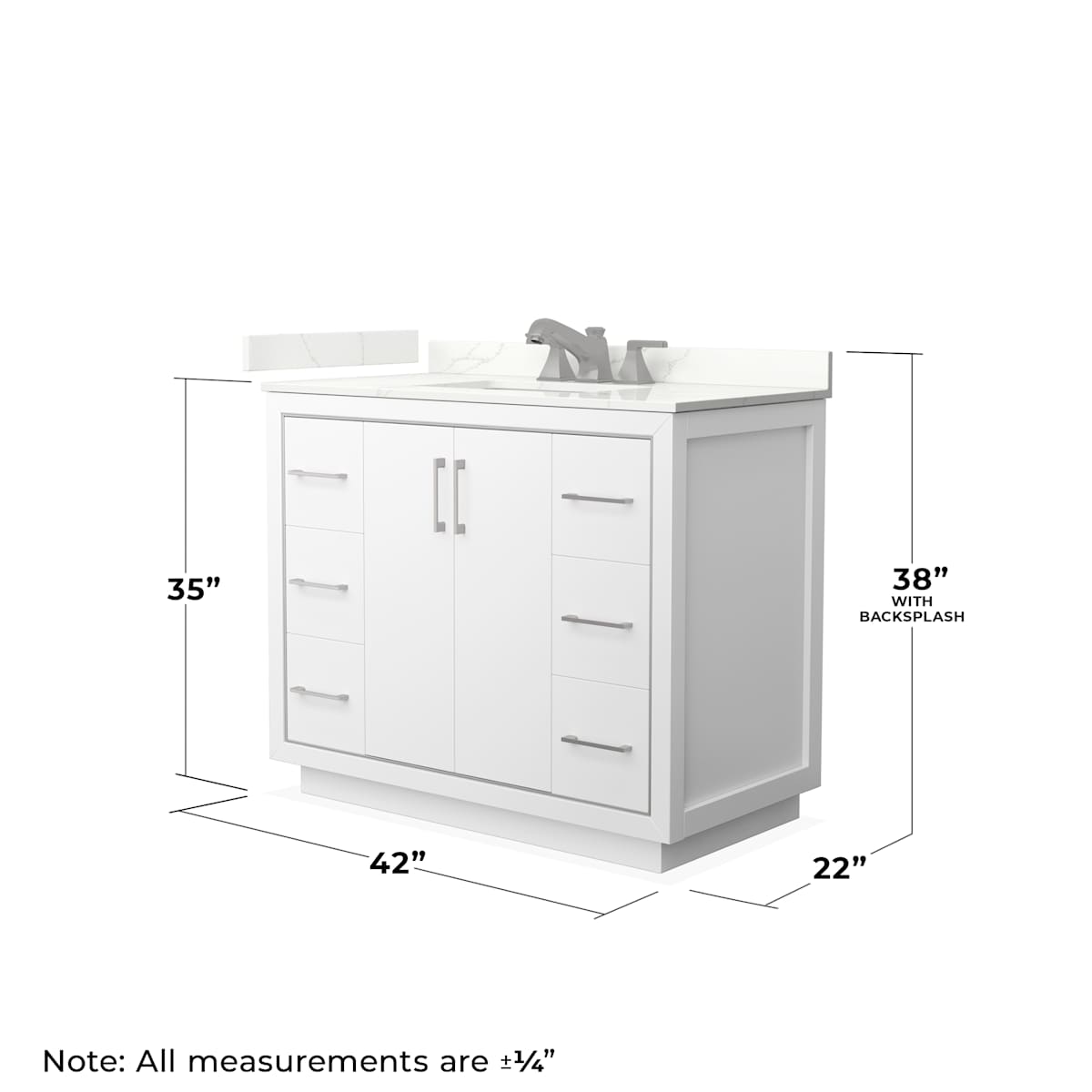 Icon 42" Free Standing Single Basin Vanity Set with Cabinet and Quartz Vanity Top - image 7