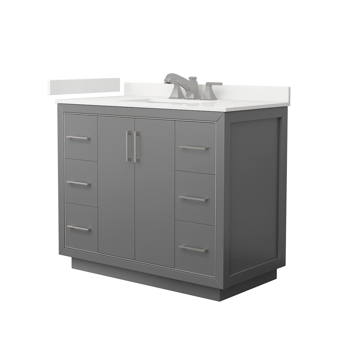 Icon 42" Free Standing Single Basin Vanity Set with Cabinet and Quartz Vanity Top