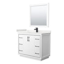 Icon 42" Free Standing Single Basin Vanity Set with Cabinet, Quartz Vanity Top, and Framed Mirror - image 1
