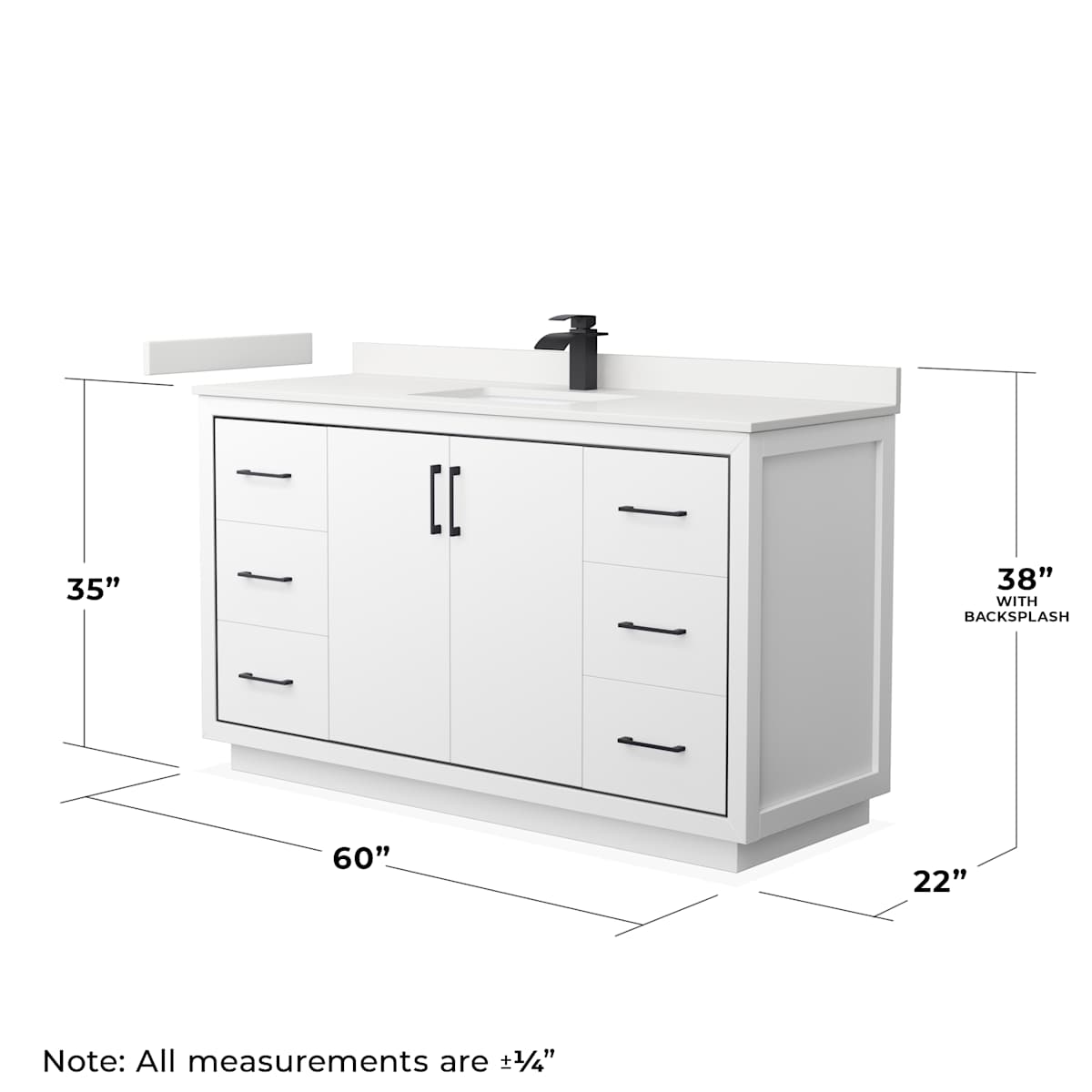 Icon 60" Free Standing Single Basin Vanity Set with Cabinet and Quartz Vanity Top