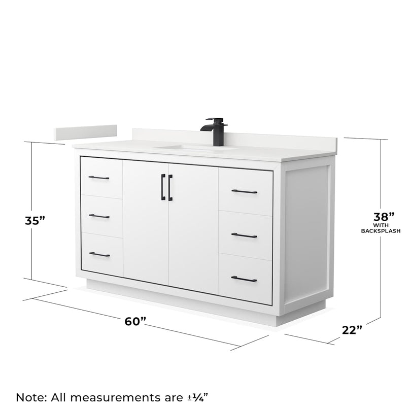 Icon 60" Free Standing Single Basin Vanity Set with Cabinet and Quartz Vanity Top - image 6