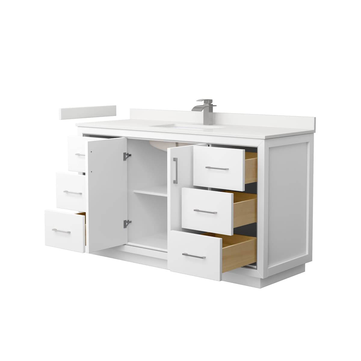 Icon 60" Free Standing Single Basin Vanity Set with Cabinet and Quartz Vanity Top - image 8