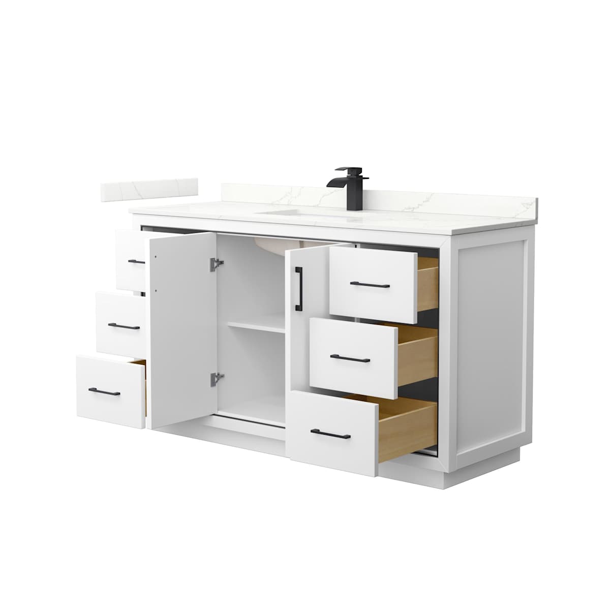 Icon 60" Free Standing Single Basin Vanity Set with Cabinet and Quartz Vanity Top - image 10