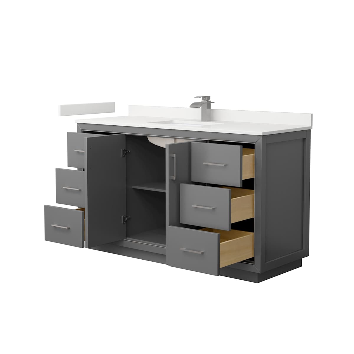 Icon 60" Free Standing Single Basin Vanity Set with Cabinet and Quartz Vanity Top - image 15