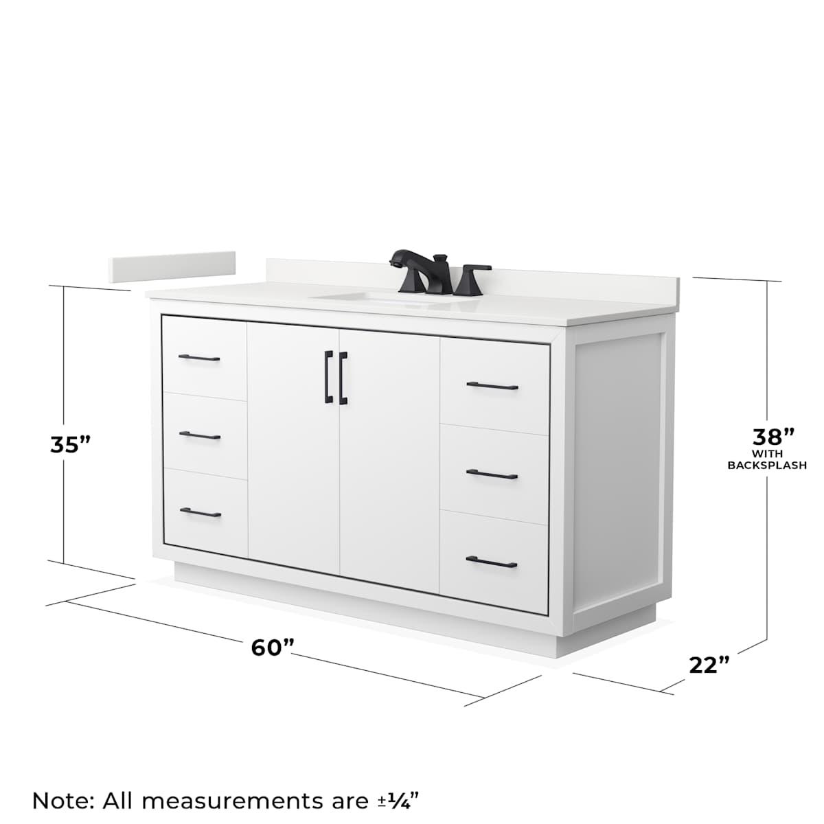 Icon 60" Free Standing Single Basin Vanity Set with Cabinet, Quartz Vanity Top, and Framed Mirror