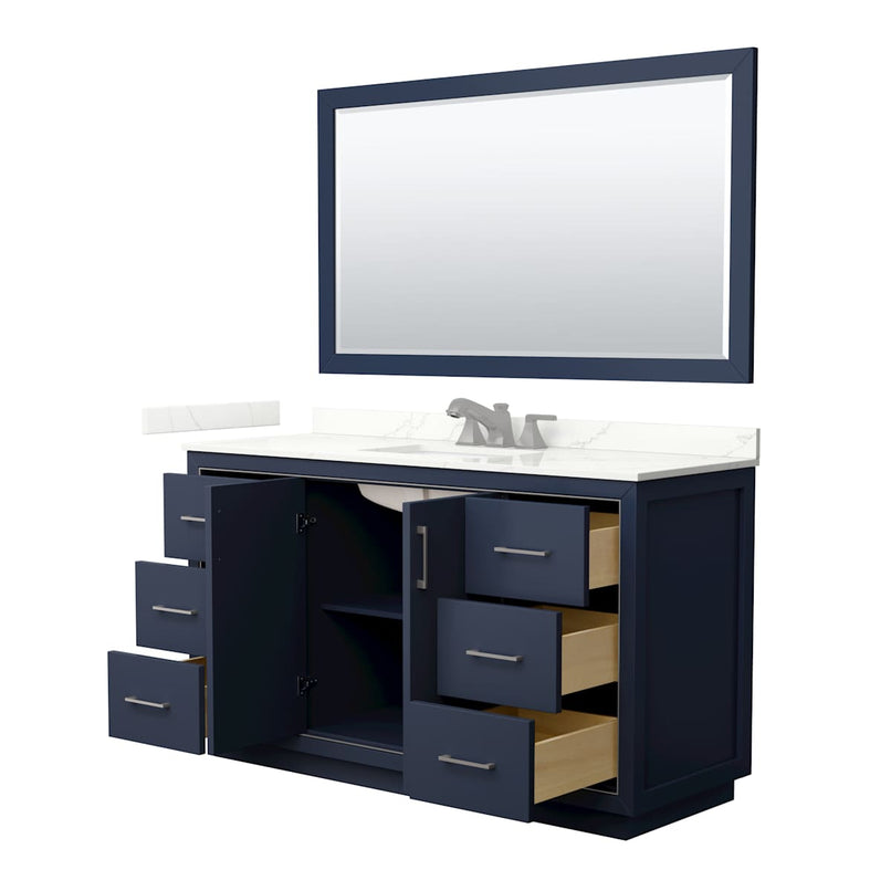 Icon 60" Free Standing Single Basin Vanity Set with Cabinet, Quartz Vanity Top, and Framed Mirror - image 16