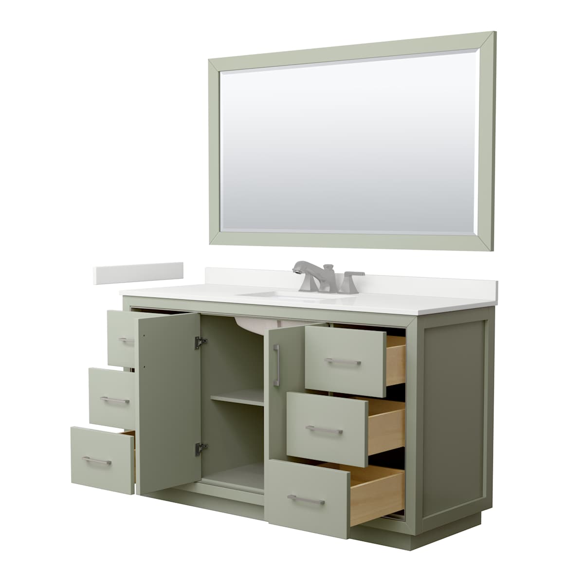 Icon 60" Free Standing Single Basin Vanity Set with Cabinet, Quartz Vanity Top, and Framed Mirror - image 21