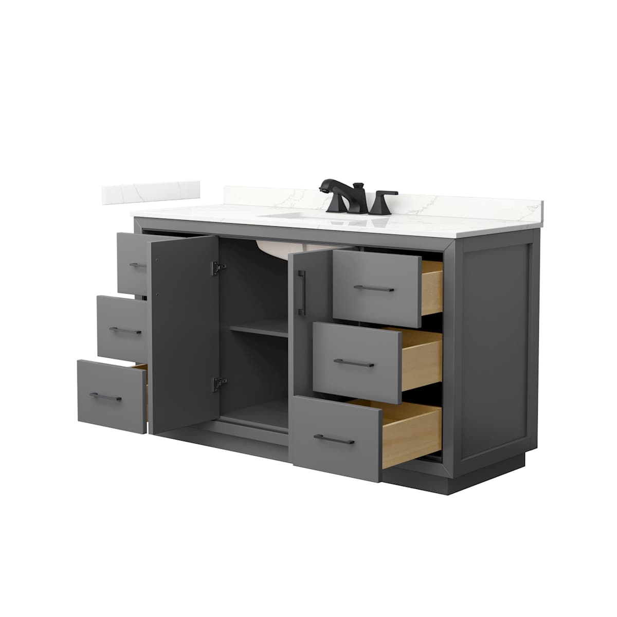 Icon 60" Free Standing Single Basin Vanity Set with Cabinet and Quartz Vanity Top - image 16