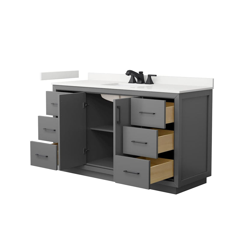 Icon 60" Free Standing Single Basin Vanity Set with Cabinet and Quartz Vanity Top - image 17